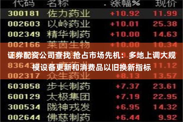 证券配资公司查找 抢占市场先机:多地上调大规模设备更新和消费品以旧换新指标